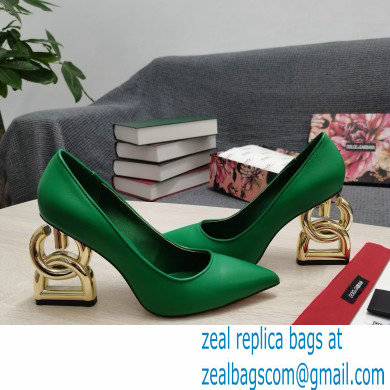 Dolce  &  Gabbana Heel 10.5cm Leather Pumps Green with DG Pop Heel 2021